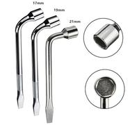 Adjustable Wheel Wrench 17/19/21mm Heavy Duty Lug Nut Socket Spanner with High Torque Extendable Handle for Car and Truck Tire Repair in Stainless Steel Hand(3PCS)