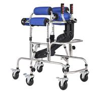 Adjustable Wheeled Walker for Children, Foldable Belt Seat Walking Aid with 6-Wheel Anti Tilt Design, Ideal for Cerebral Palsy, Hemiplegia, and Stroke Rehabilitation Support