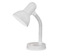 Adjustable White Steel Table Lamp With E27 Bulb Holder And Rocker Switch