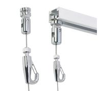 Adjustable White Tension Hanging Track System 3m Cable & 1.1m Track Gallery Rail Kit with 2 Ch s & Hooks for Photo Display in Museums Schools Art Exhibits