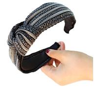 Adjustable Wide Straw Braid Head Band with Decorative Knot Lightweight Hair Accessory for Casual or Multipurpose Braided Headpiece