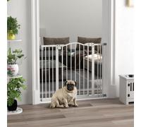 PawHut 74-100cm Adjustable Metal Pet Gate Safety Barrier w/Auto-Close White