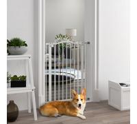 PawHut Adjustable Metal Pet Gate Safety Barrier w/ Auto-Close Door White - Metal, Plastic - 80 x 3.5 x 94 cm - Clear White
