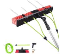 Adjustable Window Cleaning Set - Extendable Brush & Water-fed Pole for High Windows Solar Panels Home & Patio - Indoor & Outdoor Cleaning Tool