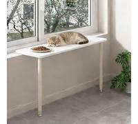 Adjustable Window Sill Extender for Cats, Indoor Window Sill Extension with Leg, Decorative Window Ledge Plant Shelf for Kitchen Office Balcony(Beige,50x30cm(19 3/4x11 3/4"))
