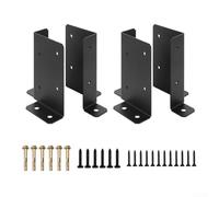 Adjustable Wood Post Base Bracket 4-Pack Black Steel | Fits 2x4 to 6x6 posts, adjustable design, black powder coat, includes screws, concrete wood mount