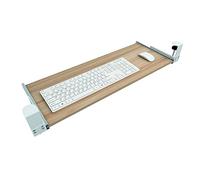 Adjustable Wooden Clamp-On Keyboard Tray - Slide-Out Platform for Keyboard & Mouse Fits 55/65/75cm Desks Red-Brown Finish 65x30cm Space-Saving Solution