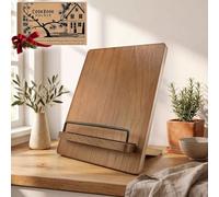 Adjustable Wooden Cookbook Stand Holder-Cutting Board Style Kitchen Counter | Durable Solid Wood,Ergonomic Adjustable Angle,Anti-Slip Base,Compact Kitchen Storage,Easy Pull-Out
