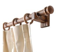 Adjustable Wooden Curtain Rod 39.37-125.98 Inches 78.7 Inch Length Includes 2-3 Support Brackets Roman Track for Single/Double Curtains Elegant Home Decor