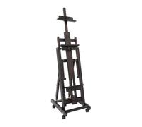 Adjustable Wooden Easel with Wheels, Red Beech Wood Easel (Black Walnut)