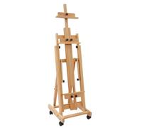 Adjustable Wooden Easel with Wheels, Red Beech Wood Easel (Natural Wood)