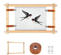 Adjustable Wooden Embroidery Frame，Cross Stitch, Needlepoint, Tapestry & Punch Needle Frame，21x12 Inch (53x30 cm) Scroll Stretcher with Rotating Side Bars