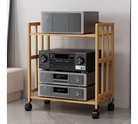 Adjustable Wooden HiFi Speaker Stand on Wheels - Modern AV Ma Rack for Home Theater & Music Systems - Sturdy, Slish o Sto Solut for Enhanced Sound Experience