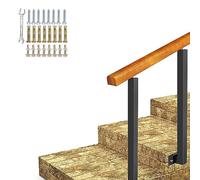 Adjustable Wooden il Set for 1 4 Steps Wrought Iron Outdoor Stair Railing Flexible Porch Hand Rail 85cm Height 60cm/24inch Size Perfect for Transitional Spaces