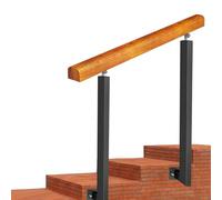 Adjustable Wooden ils for Outdoor/Indoor Stairs - 1 or 2 Step Wrought Iron Grab Rail with Installation Kit, 95cm/3.1ft & 100cm/40inch Height, Durable Transitional Design