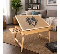 Gr8 Home Adjustable Wooden 1000 Piece Jigsaw Puzzle Table With Folding Legs Foldable Stand Easel Tilting Angle Tiltable Board With 2 Storage Drawers
