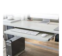 Adjustable Wooden Keyboard Tray, Space-Saving Sliding Under-Desk Extender, Height Adjustable Storage Shelf for Keyboard & Mouse, Design for Home Office