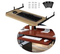 Adjustable Wooden Keyboard Tray Under Desk, 54/60/70 x 27 cm, Sliding Keyboard Support, Height-Adjustable Drawer, Storage Shelves for Keyboard & Mouse