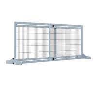 Adjustable Wooden Pet Gate Freestanding Dog Barrier for Doorway, Grey Pawhut