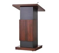 Adjustable Wooden Podium with Wheels, Slanted Mobile Presentation Lectern for Churches and Teaching, Versatile Reading Stand with Easy Move Design