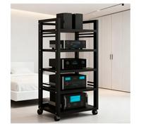 Adjustable Wooden Shelf 55x40x100 cm, TV Tower Style, Black, Ideal for Home Theater, Modern Storage Solution, Versatile Display Unit, Sturdy and Stylish Entertainment Center