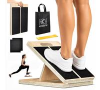 Adjustable Wooden Slant Board for Calf Stretching, Squats & Physical Therapy - Portable Incline Stretch Board for Ankle, Knee, Heel & Foot Mobility with 2 Extra Sand Papers, Carry Bag & Mini Loop Band