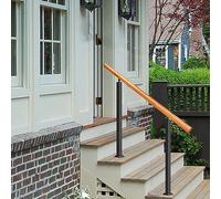 Adjustable Wooden Stair Railing for 13 Steps - Safety Rail with Installation Kit for Concrete and Wood - Outdoor Use, Easy to Install