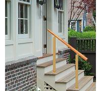 Adjustable Wooden Stair Railing for 13 Steps - Safety Rail with Installation Kit for Concrete and Wood - Outdoor Use, Easy to Install