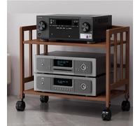 Adjustable Wooden Stereo TV Stand on Wheels, Multimedia Video Support for Living Room, Bedroom, Home Theater, Recording Studio - Stylish Hi-Fi Furniture (W-70C)