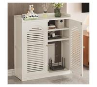 Adjustable Wooden WiFi Router Sto Cabinet Freestanding with Cable nizer Box & ment Channels for Home & Office (White 59x23.5x82cm)