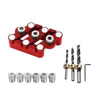 Adjustable Woodworking Drill Guide with Punches Locator, Aluminum Alloy Self-Centering Dowel Gauge Tool Multihole Positioning Jigs