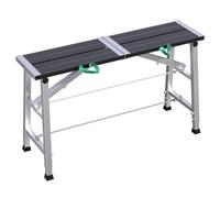 Adjustable Work Platform, Aluminum Folding Step Ladder, Heavy Duty Galvanized Steel Bench Workbench Worktable Scaffold with Portable Handles, Ideal for Car Washing, Repairing, Painting