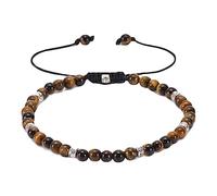 Adjustable Woven Jewelry Bracelets for Him and Her, 4mm Natural Stone Stretch Bracelets, Gift for Men Made of Real Natural Stones - 7.5" Taps for Home