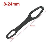 Adjustable Wrench 8-24mm, Double-Head Torx Spanner for Glasses and Board, Multi-Purpose Metal Hand Tool for Mechanical Engineering, for AUTO Repair (Black/Silver, 158mm, 1 or 2 pcs)
