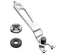 Adjustable Wrench for Angle Grinder, 12-in-1 Multi-Function Lock Nut Spanner with 15mm-52mm Jaw, Heat-Treated #45 Carbon Steel, Non-Slip Grip, Includes Pressure Plates, 202mm (8 in), Silver