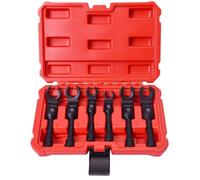 Adjustable Wrench Set 12-19mm for Flex Head Crows Foot Oil Pipe Nut Wrench, 6-Piece 3/8in Drive Chrome Vanadium Steel Socket with 180° Flex Access, Compatible with Flare Nuts and Hydraulic Lines