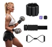 Adjustable Wrist and Ankle Weights for Men & Women - 1LB Weighted Training for Hands & Feet & Leg with Resistance Bands for Pilates, Strength, Running, Dancing, Yoga and Fitness （1Pcs Black）