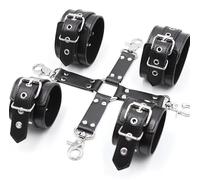 Adjustable Wrist Restraint for Adults, Featuring a Leather and Metal Combination, in Black Leather