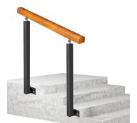Adjustable Wrought Iron Double Post il for 2-3 Steps, Outdoor Stair Railing with Angle Brackets, Front Porch Railings, 40in Height for Concrete & Wooden Steps