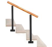 Adjustable Wrought Iron il for 1-3 Step Outdoor Stairs, Wooden Transitional Railing for Concrete & Wood Steps, 47"/85cm Height Front Porch Hand Rail