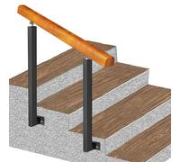 Adjustable Wrought Iron il for 2/3 Steps - Outdoor Stair Railing, 40" Height, Fits Concrete & Wooden Stairs, Transitional Front Porch Hand Rail