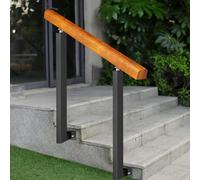 Adjustable Wrought Iron Outdoor Stair Railing for 1-3 Steps - Transitional il for Porch, Garden & Deck - Includes Adjustable Brackets & Fittings (Height: 85cm/43inch)