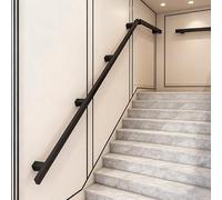 Adjustable Wrought Iron Stair Handrail 11.4ft Safety Grab Bar for Indoor/Outdoor Stairs Customizable Square Tube Design for Enhanced Stability