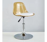 Adjustable Yellow Bar Stools Modern Transparent Swivel Chairs without Arms Breakfast Kitchen Seating Stylish Counter Stools for Home Dining Comfortable & Chic