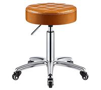 Adjustable Yellow Rolling Stool Chair Hydraulic Swivel Spa Salon Stool with Wheels & Thick Cushion for Beauty Tattoo Drafting Office Task Use