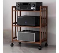 AdjustableAudio Stand - Corner Media Console & Stereo Cabinet AV Shelving Unit for TV Gaming CD Storage - Modern Design (Tea 20x35in)