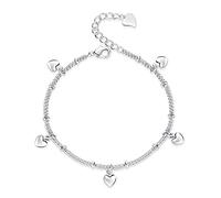 AdjustableSterling Silver Bangle Bracelet, Ladies 925 Sterling Silver Bracelet Elegant Hand Carve Love Heart Bracelet Fashion Bracelet Ladies Silver Jewellery