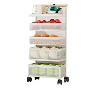 AdjustableVegetableStorageRackwithWheelsRemovableFruitBasketCartSpaceSingKitchen&PantryOrganizerIdealforSmallSpaces&5thFloorUse