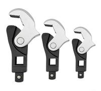 Adjusting Crowfoot Wrench Set 3pcs 1/4 3/8 1/2in with Spring Loaded Mechanism and Male Female Square Drive Compatible with Different Ratchets and Extensions
