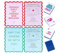 Adkoat® 4PCS Mahjong Shuffler Cards for Tiles Mixing & Shuffling - Portable Mah Jongg Accessories and Gifts for Party Supplies - Waterproof Rules Printed for Mah-jongg Beginners & Lovers